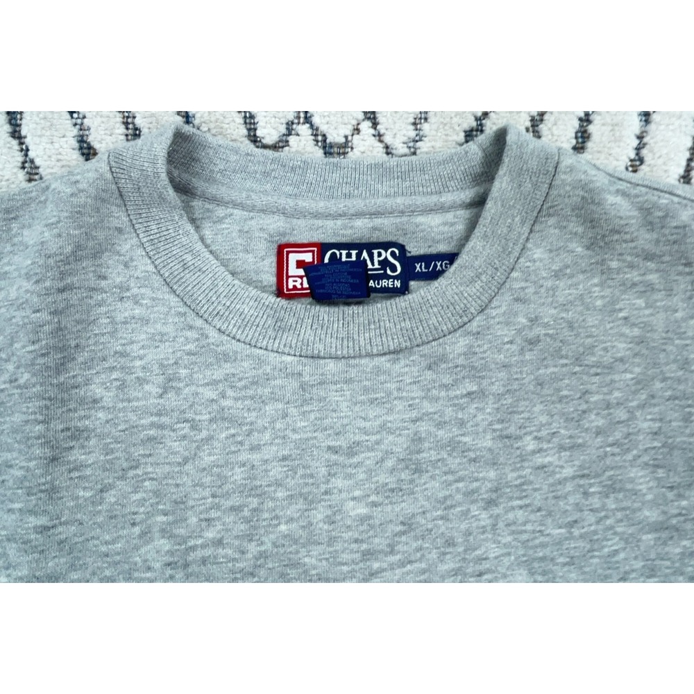 Vintage Chaps Ralph Lauren Sweatshirt Men XL Gray USA American Flag Sweater 90s - Picture 5 of 12